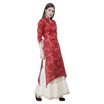 Red embroidered cotton cotton-kurtis 5