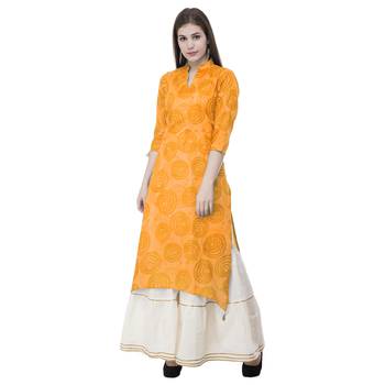 Yellow embroidered cotton cotton-kurtis 1