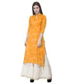Yellow embroidered cotton cotton-kurtis