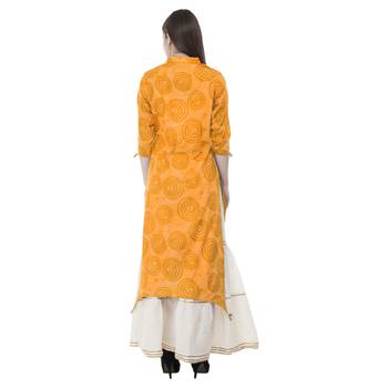 Yellow embroidered cotton cotton-kurtis 2