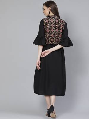 Black printed rayon kurtas-and-kurtis 3