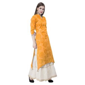 Yellow embroidered cotton cotton-kurtis 3