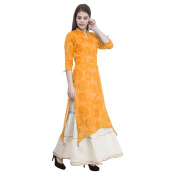 Yellow embroidered cotton cotton-kurtis 5