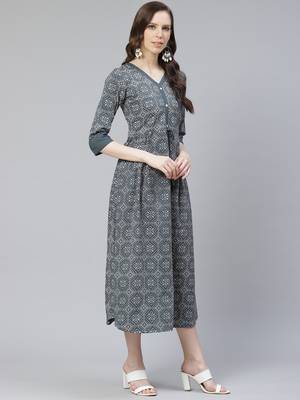 Teal printed rayon kurtas-and-kurtis 2