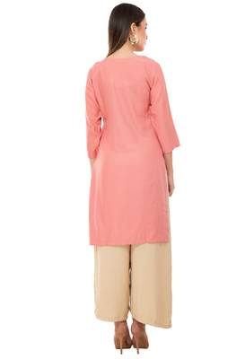 Peach embroidered cotton cotton-kurtis 2
