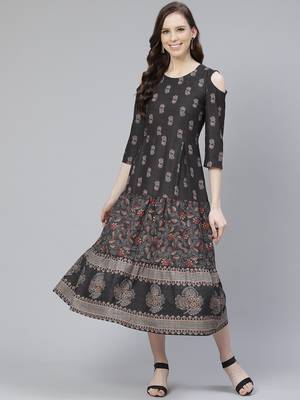 Black printed rayon kurtas-and-kurtis 1