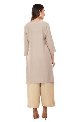 Beige embroidered cotton cotton-kurtis 2