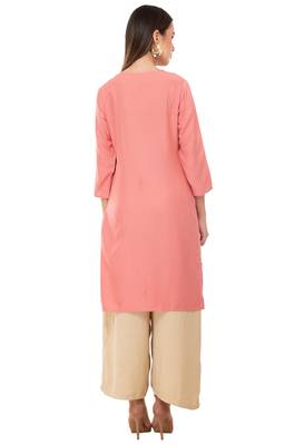 Pink embroidered cotton cotton-kurtis 2