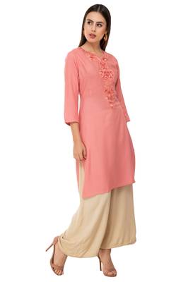Pink embroidered cotton cotton-kurtis 3