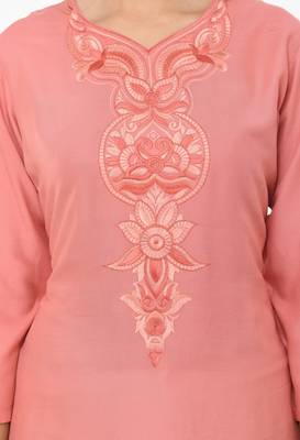 Pink embroidered cotton cotton-kurtis 5