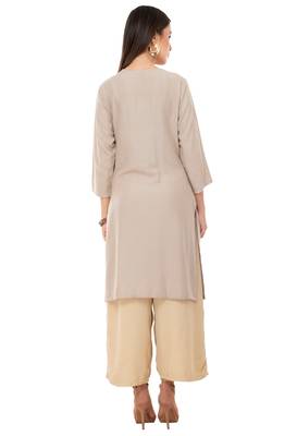 Beige embroidered cotton cotton-kurtis 2