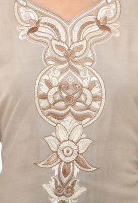 Beige embroidered cotton cotton-kurtis 5