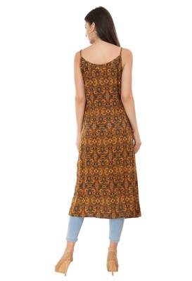 Brown embroidered cotton cotton-kurtis 2
