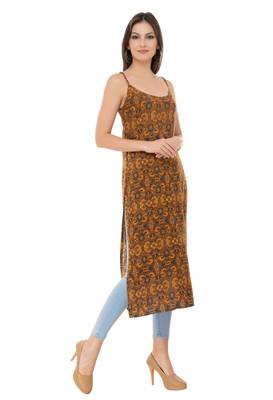 Brown embroidered cotton cotton-kurtis 3