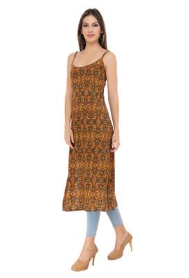 Brown embroidered cotton cotton-kurtis 4