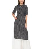 Black embroidered cotton cotton-kurtis
