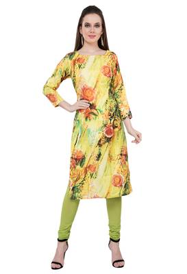 Yellow embroidered cotton cotton-kurtis 1