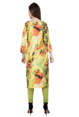 Yellow embroidered cotton cotton-kurtis 2