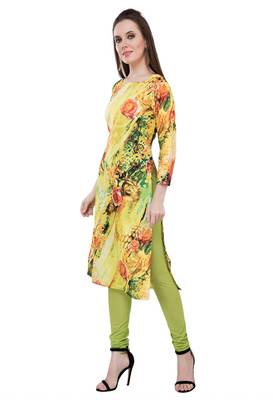 Yellow embroidered cotton cotton-kurtis 3