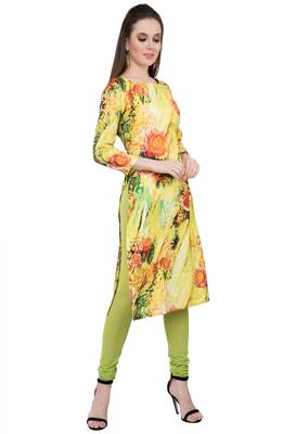 Yellow embroidered cotton cotton-kurtis 4