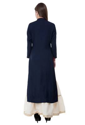 Blue embroidered cotton cotton-kurtis 2