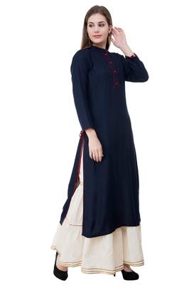 Blue embroidered cotton cotton-kurtis 4