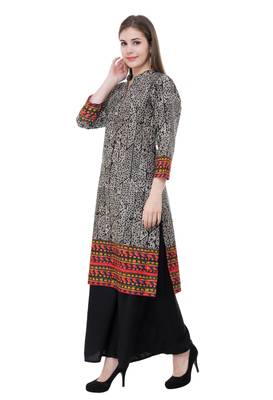 Black embroidered cotton cotton-kurtis 3