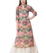 Red embroidered cotton cotton-kurtis