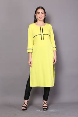 Yellow embroidered cotton cotton-kurtis 1