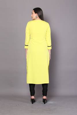Yellow embroidered cotton cotton-kurtis 2