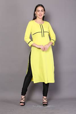 Yellow embroidered cotton cotton-kurtis 3