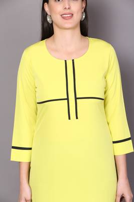 Yellow embroidered cotton cotton-kurtis 5