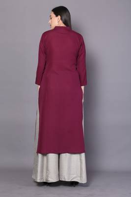 Maroon embroidered cotton cotton-kurtis 2