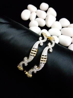 Gold Silver Diamond Bangle 2