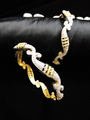 Gold Silver Diamond Bangle 3