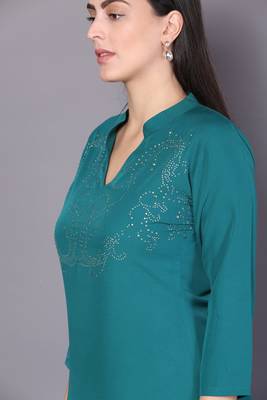 Green embroidered cotton cotton-kurtis 4