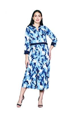 Blue embroidered cotton cotton-kurtis 1