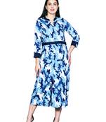 Blue embroidered cotton cotton-kurtis