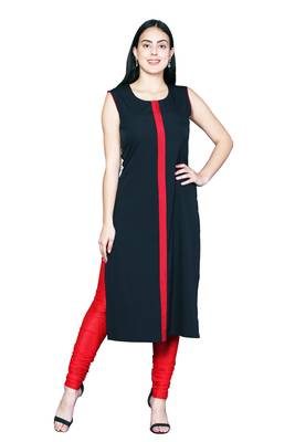 Black embroidered cotton cotton-kurtis 1