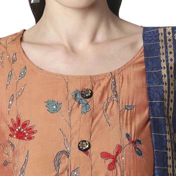 Peach printed viscose kurta sets 4