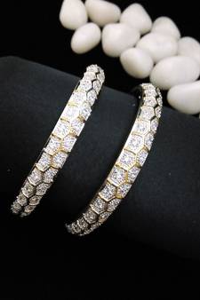 Golden Silver Diamond Bangle