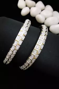 Golden Silver Diamond Bangle