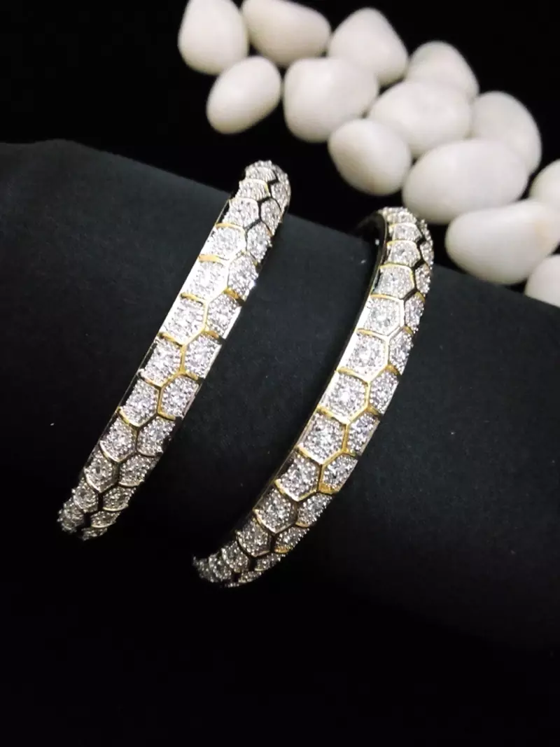 Golden Silver Diamond Bangle