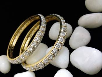 Golden Silver Diamond Bangle 2
