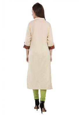 Beige embroidered cotton cotton-kurtis 2