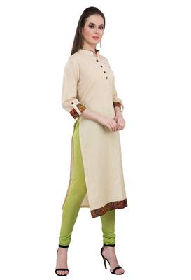 Beige embroidered cotton cotton-kurtis 4