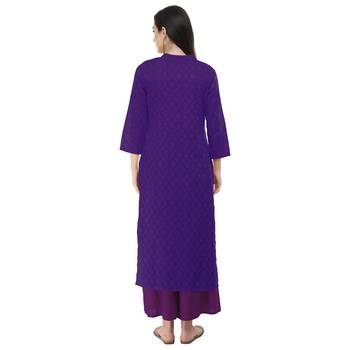 Purple embroidered cotton cotton-kurtis 2