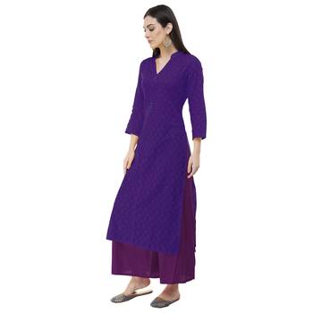 Purple embroidered cotton cotton-kurtis 3
