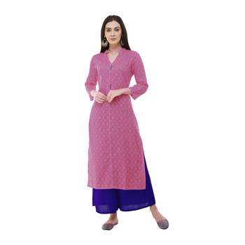 Pink embroidered cotton cotton-kurtis 1