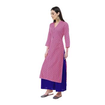 Pink embroidered cotton cotton-kurtis 3
